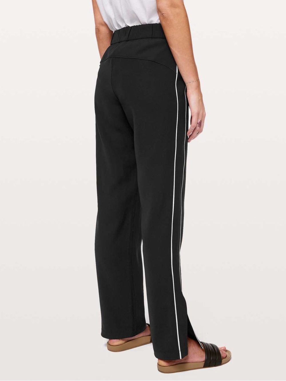 Lululemon NWT Women’s Black Wide-Leg Pants with White Side Stripe